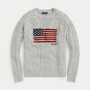 Polo Ralph Lauren - Aran-Knit Flag Sweater Sz LG